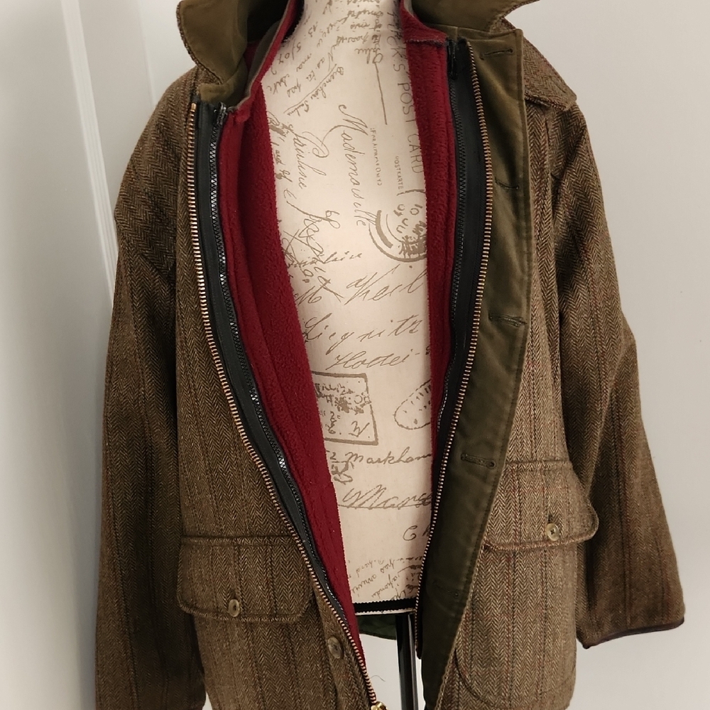 Men's Brown Tweed 100% Wool Parka Jacket - Picture 8 of 13